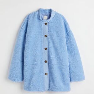H&M teddy jacket size xs blue fully lined